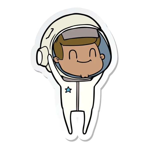 Sticker of a happy cartoon astronaut — Stock Vector