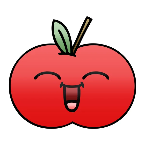 Gradiente sombreado dibujos animados manzana roja — Vector de stock