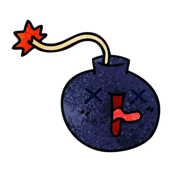 Eccentrico mano disegnato cartone animato bomba — Vettoriale Stock