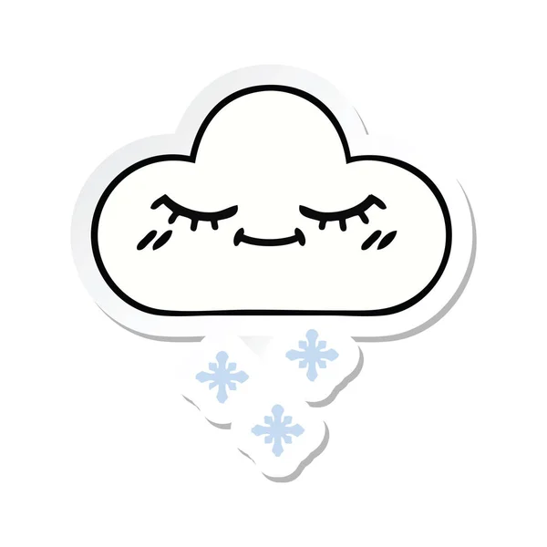 Sticker of a cute cartoon snow cloud — Stock Vector
