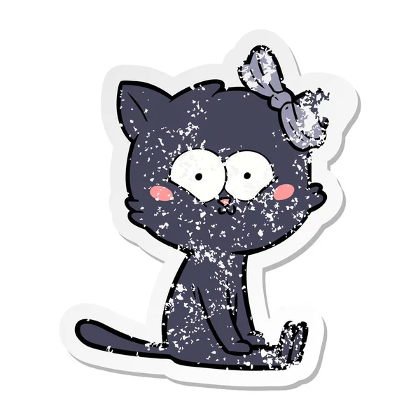 만화 고양이의 고민된 스티커 — 스톡 벡터