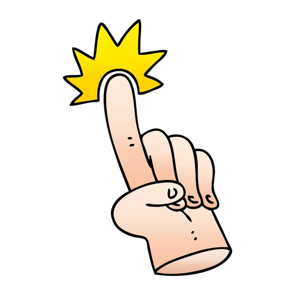 Puntando dito eccentrico gradiente sfumato cartone animato — Vettoriale Stock