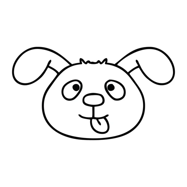 Line Drawing Quirky Cartoon Dog Face — Stock Vector