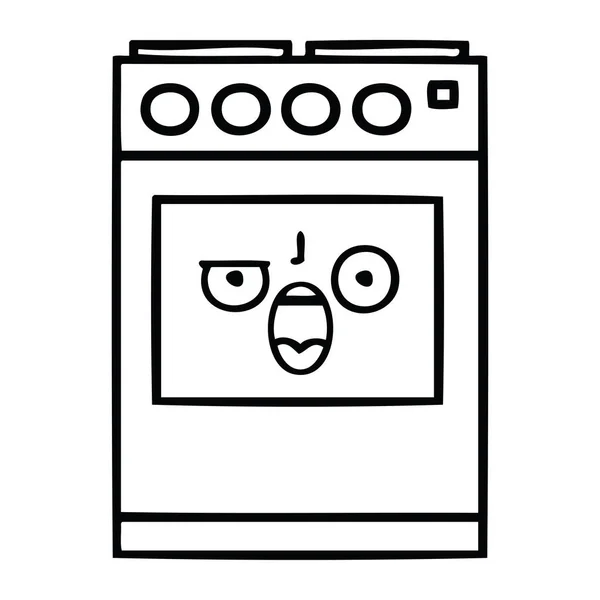 Γραμμικό σχέδιο καρτούν κουζίνα φούρνο — Διανυσματικό Αρχείο