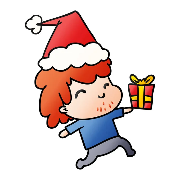 Navidad gradiente de dibujos animados de niño kawaii — Archivo Imágenes Vectoriales