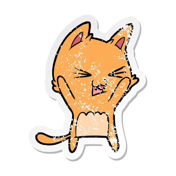 Αναξιοπαθούντα Αυτοκόλλητο Του Μια Γάτα Γελοιογραφία Σφύριγμα — Διανυσματικό Αρχείο