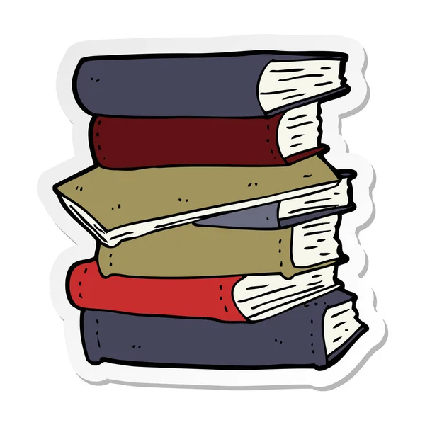 Sticker of a cartoon pile of books — Stock Vector