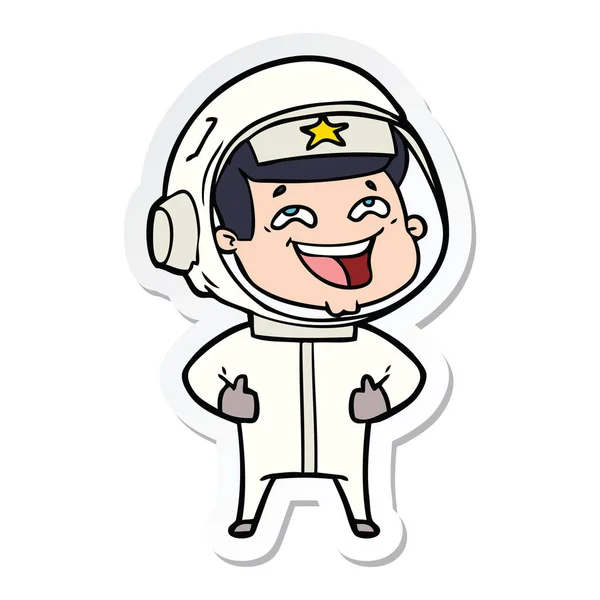 Pegatina Astronauta Caricatura Riendo — Archivo Imágenes Vectoriales