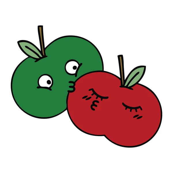 Söpö sarjakuva mehukas omena — vektorikuva