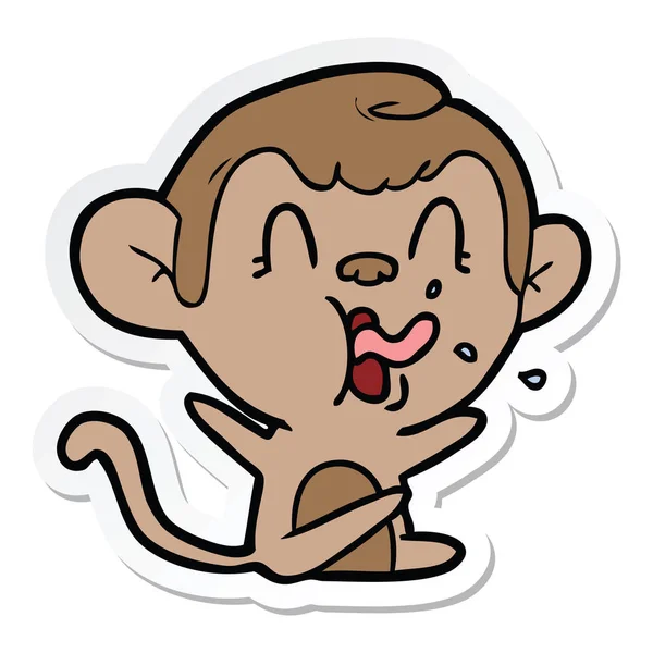 Pegatina de un mono de dibujos animados loco — Archivo Imágenes Vectoriales