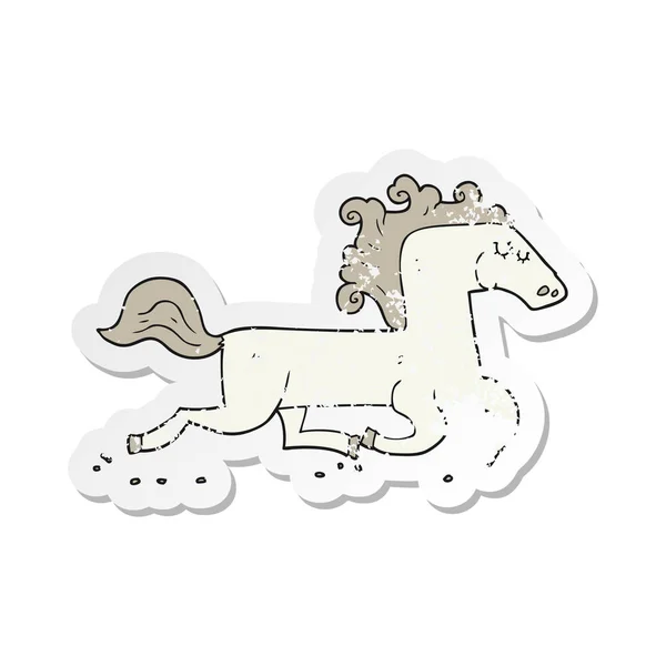 Pegatina retro angustiado de un caballo de carreras de dibujos animados — Archivo Imágenes Vectoriales