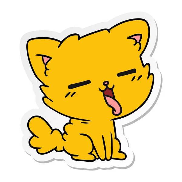 可愛い可愛い猫のステッカー漫画 — ストックベクタ