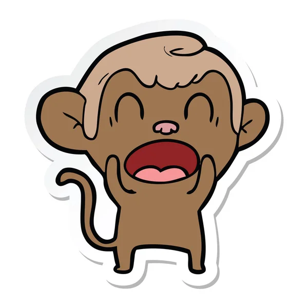 Autocollant d'un singe de bande dessinée criant — Image vectorielle