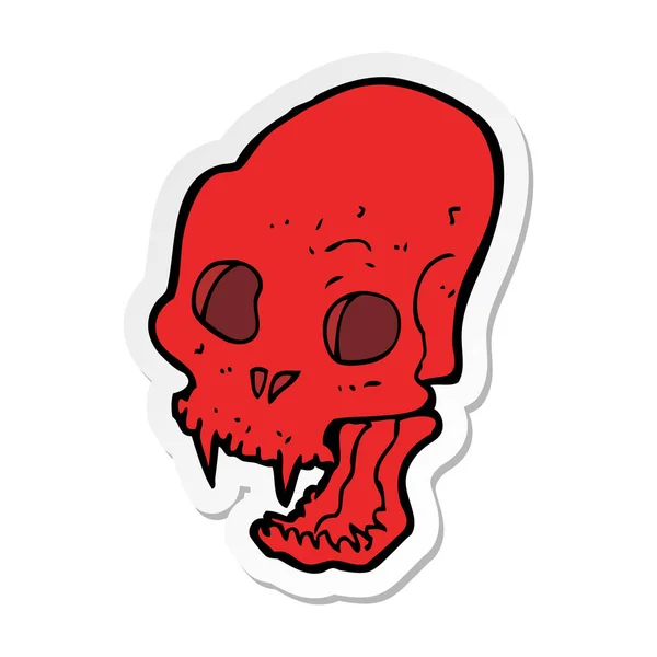 Pegatina de un calavera de vampiro espeluznante de dibujos animados — Vector de stock