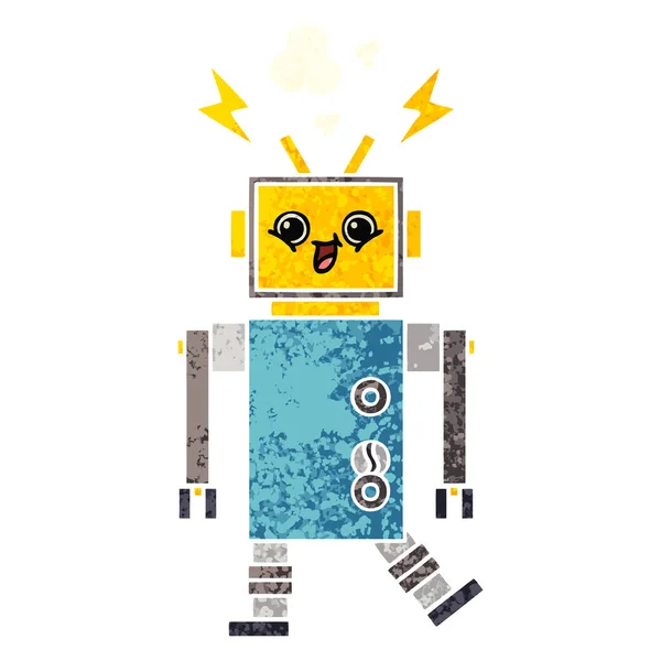 Desenho Animado Estilo Ilustração Retro Robô — Vetor de Stock