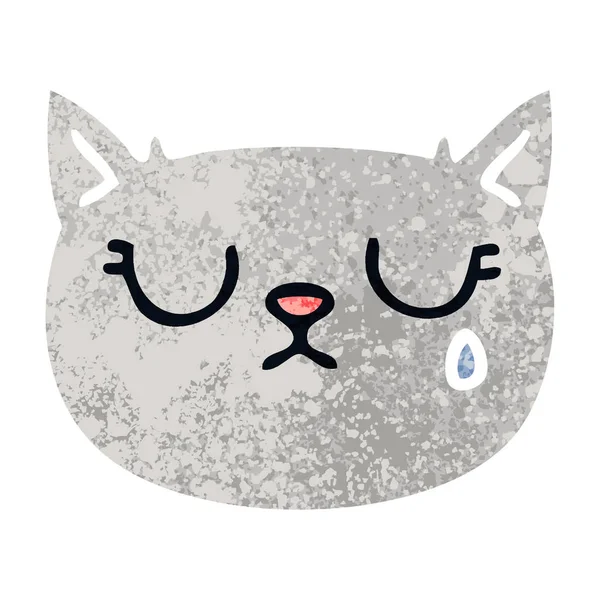 Причудливый ретро-иллюстрация стиль мультяшный плач кота — стоковый вектор