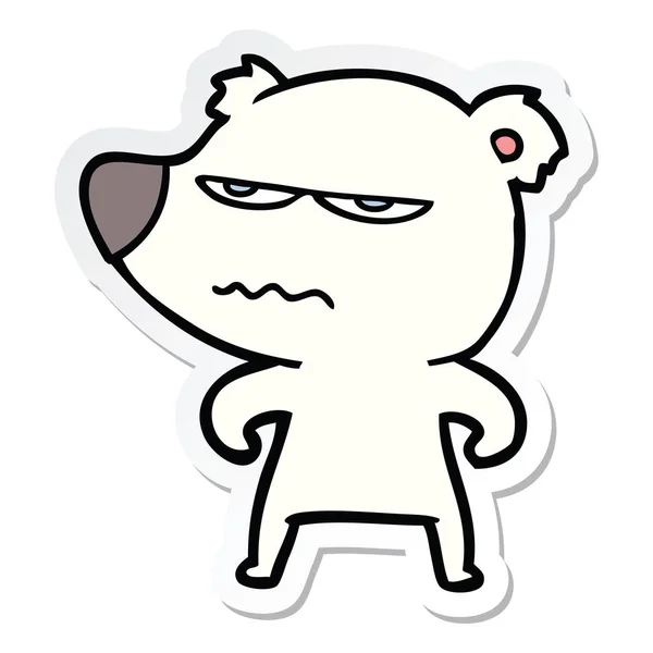 Etiqueta de um urso zangado desenho animado polar — Vetor de Stock
