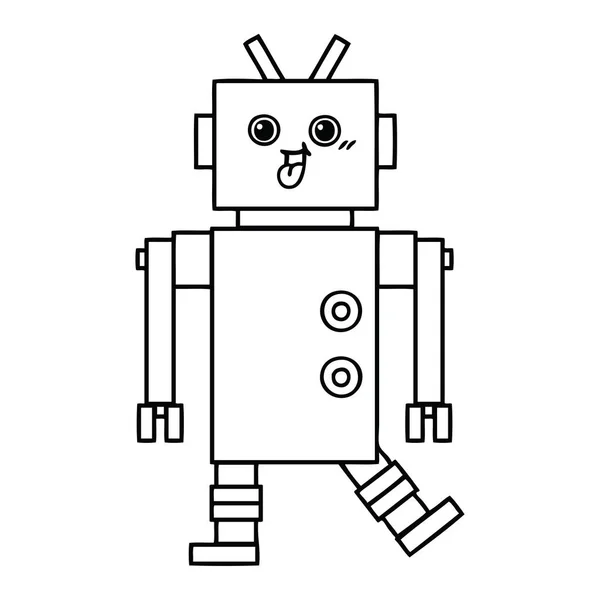 Desenho de linha desenho animado robô feliz —  Vetores de Stock