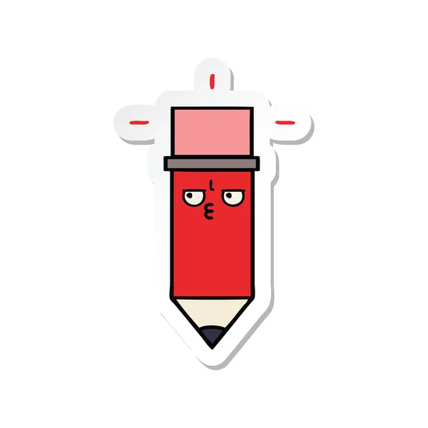 Sticker Cute Cartoon Pencil — Stock Vector