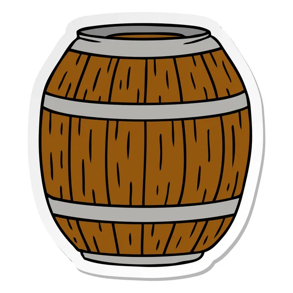 木製の樽のステッカー漫画落書き — ストックベクタ