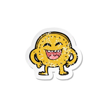 bir karikatür mutlu madalyonun Retro sıkıntılı etiket