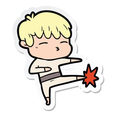 çizgi film meraklı bir çocuk etiket