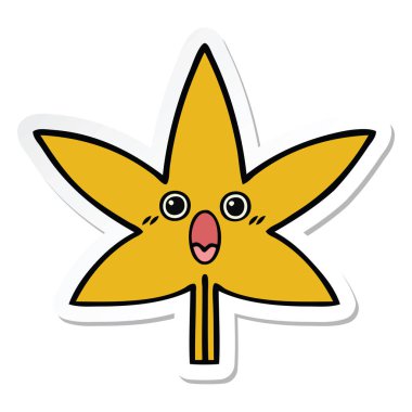 etiket sevimli çizgi sonbahar yaprak