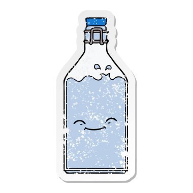 bir çizgi film eski su şişe sıkıntılı etiket