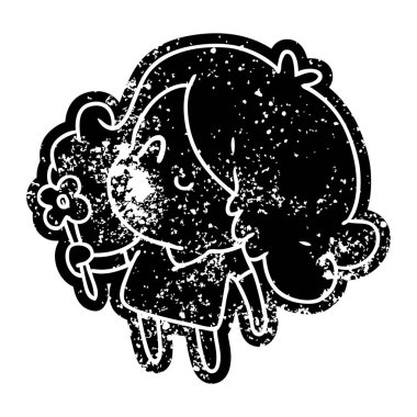 Grunge simgesi bir şirin kawaii kızın sıkıntılı