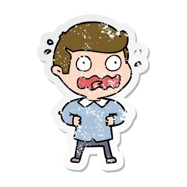 bir çizgi film adamın sıkıntılı etiket tamamen stresli