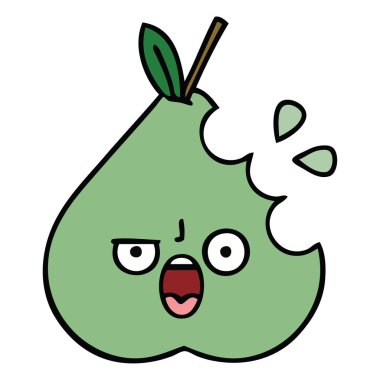 sevimli çizgi yeşil armut
