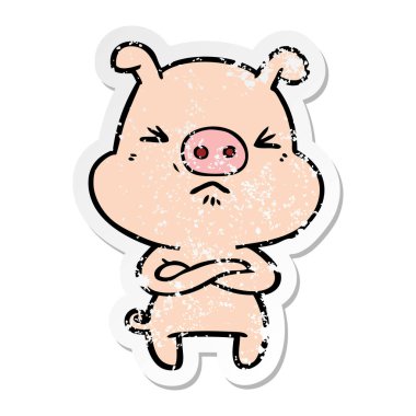 bir çizgi film kızgın domuzun sıkıntılı etiket