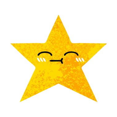 Retro illüstrasyon stil çizgi film altın bir yıldız