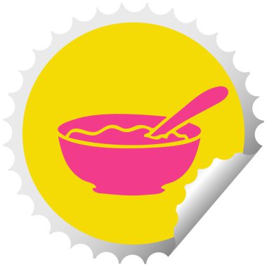 ilginç dairesel peeling etiket karikatür kase yulaf lapası