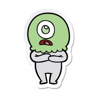 bir çizgi film Tepegöz uzaylı uzaylı etiket