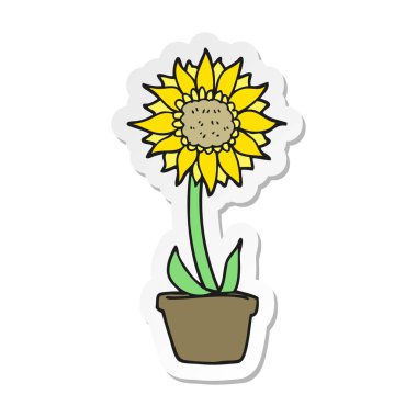 bir çizgi film ayçiçeği etiket