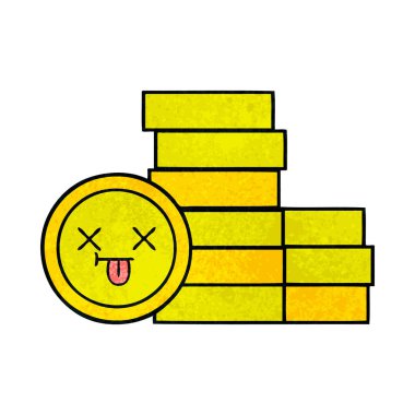 Retro grunge doku karikatür paralar