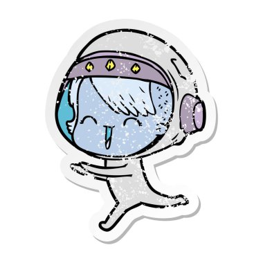 bir mutlu karikatür alan kızın sıkıntılı etiket