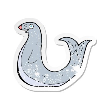 bir karikatür mutlu Retro sıkıntılı etiket mühür