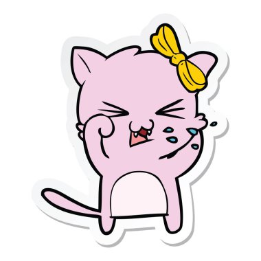 etiket bir karikatür kedi