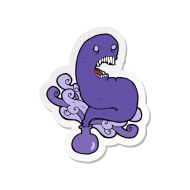 etiket bir karikatür Cadılar Bayramı hayalet şişede