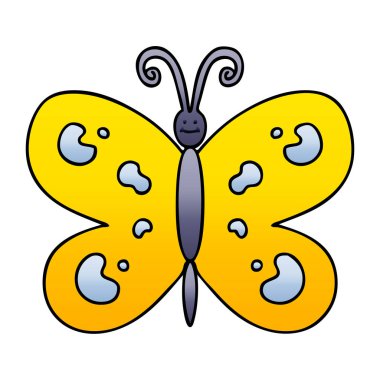 Degrade gölgeli ilginç karikatür kelebek