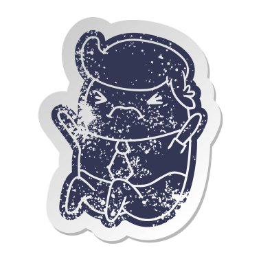 kawaii iş adamı sıkıntılı eski etiket