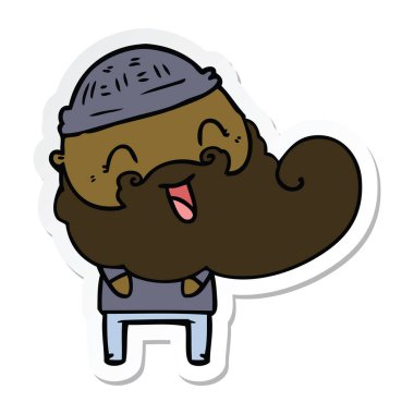 mutlu bir sakallı adamın etiket