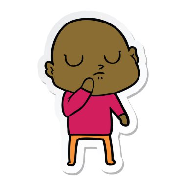 etiket bir karikatür kel adam