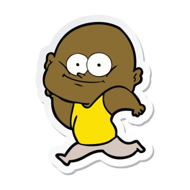 etiket bakarak bir karikatür kel adam