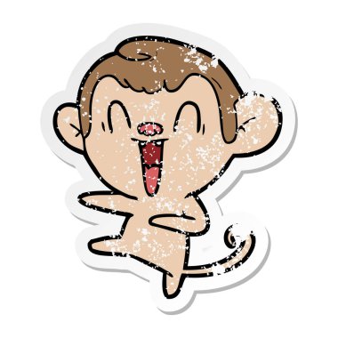 bir karikatür komik maymun sıkıntılı etiket