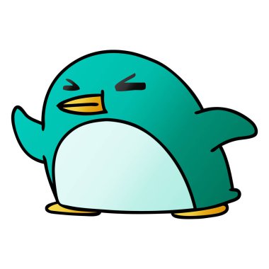 Degrade çizgi film kawaii bir sevimli penguen