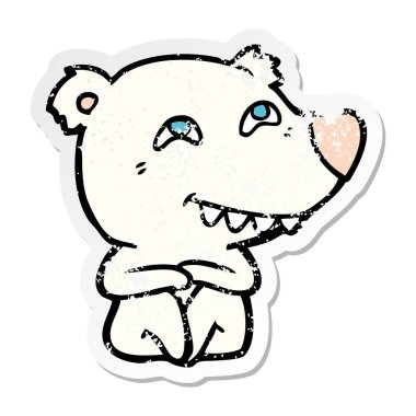 diş gösteren bir çizgi film kutup ayısı sıkıntılı etiket