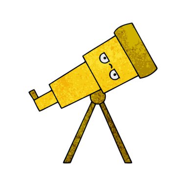 Retro grunge doku karikatür teleskop